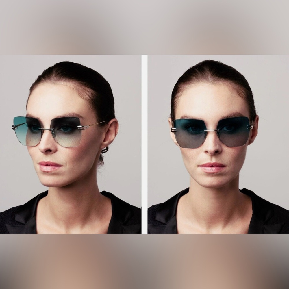 DITA EMBRA DTS155-A-03 Silver Gold Dark Gradient Lens Rimless Sunglasses- New